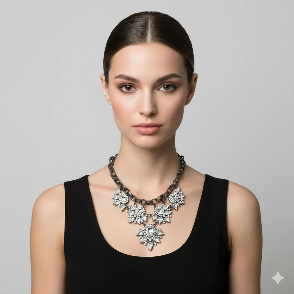 Black Crystal Gothic Necklace